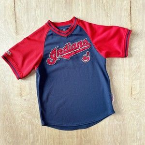 Cleveland Indians Youth Medium Jersey MLB Stitches Genuine Chief Wahoo Baseball